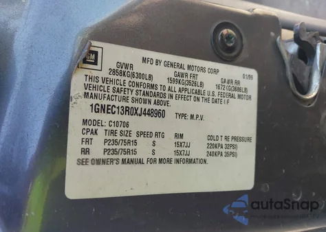 1999 Chevrolet Tahoe Lt from USA, damaged, VIN 1GNEC13R0XJ448960